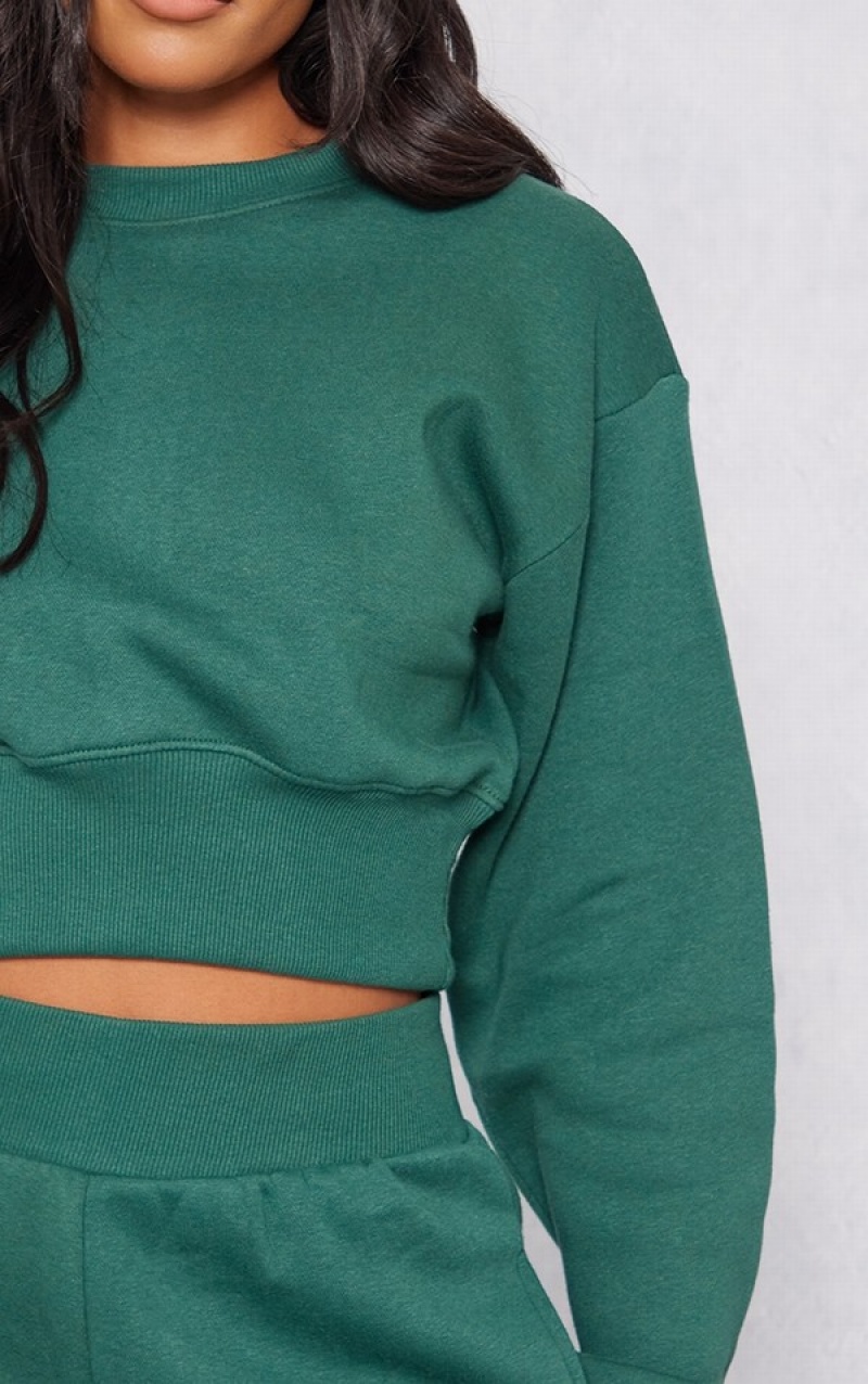 Green Pretty Little Thing Tall Cropped Sweatshirts | WZREPVI-93