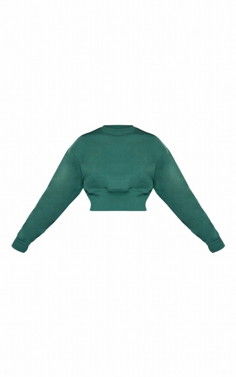 Green Pretty Little Thing Tall Cropped Sweatshirts | WZREPVI-93