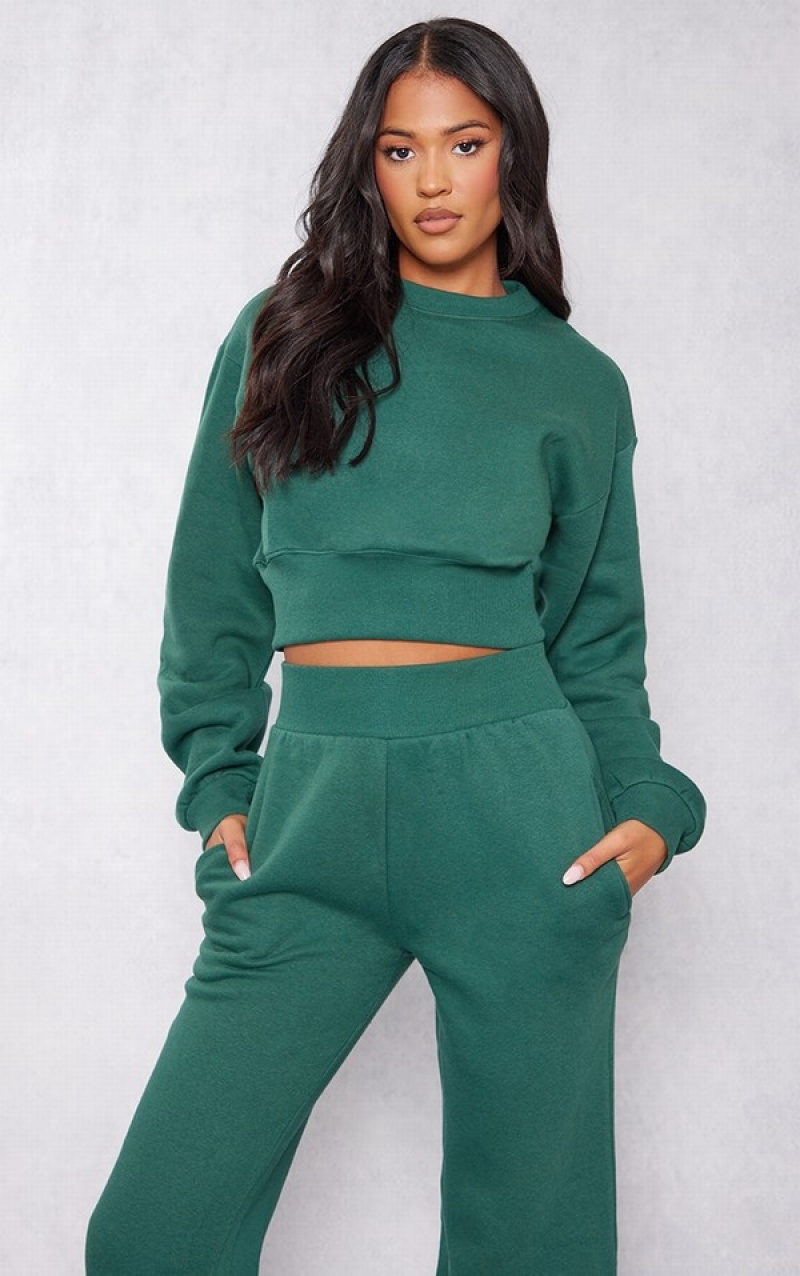 Green Pretty Little Thing Tall Cropped Sweatshirts | WZREPVI-93