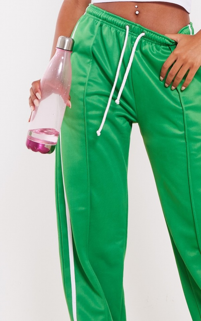 Green Pretty Little Thing Tall Tricot Side Stripe Wide Leg Sweatpants | OPWDIGC-89