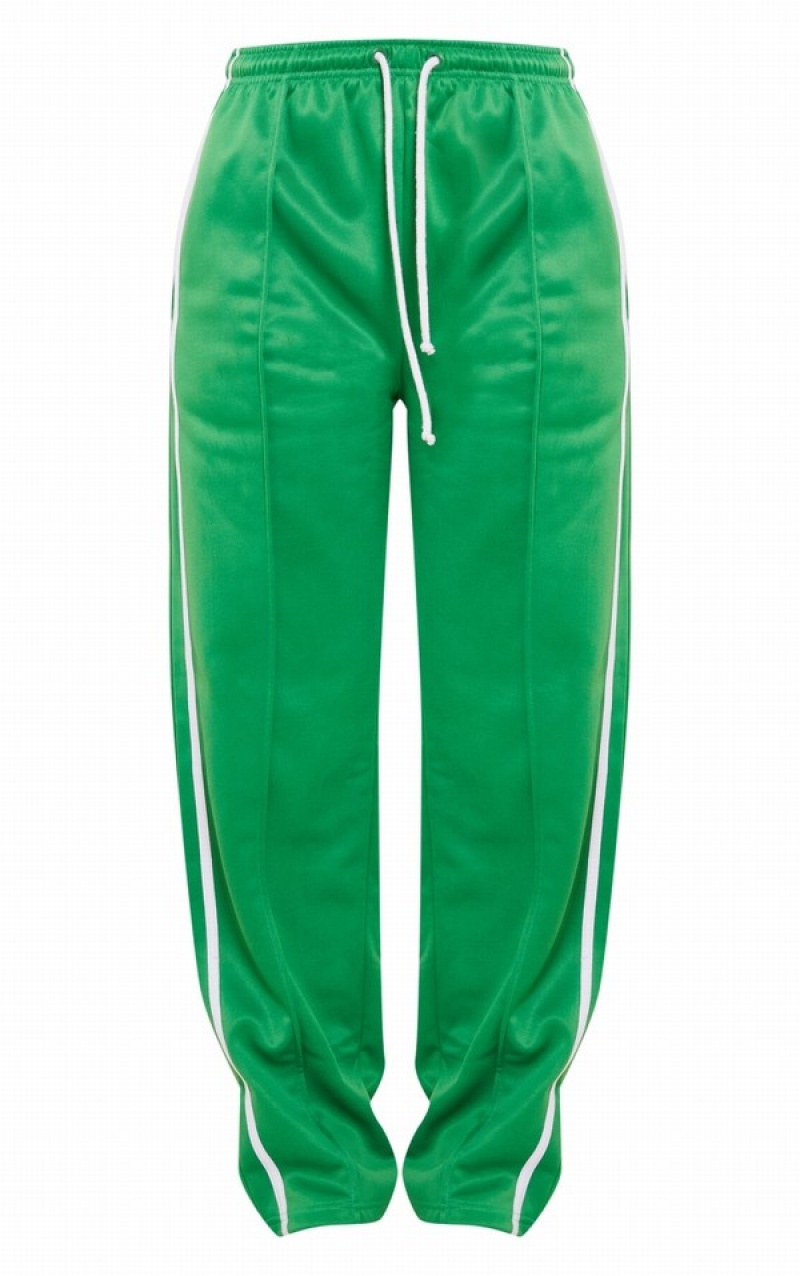 Green Pretty Little Thing Tall Tricot Side Stripe Wide Leg Sweatpants | OPWDIGC-89