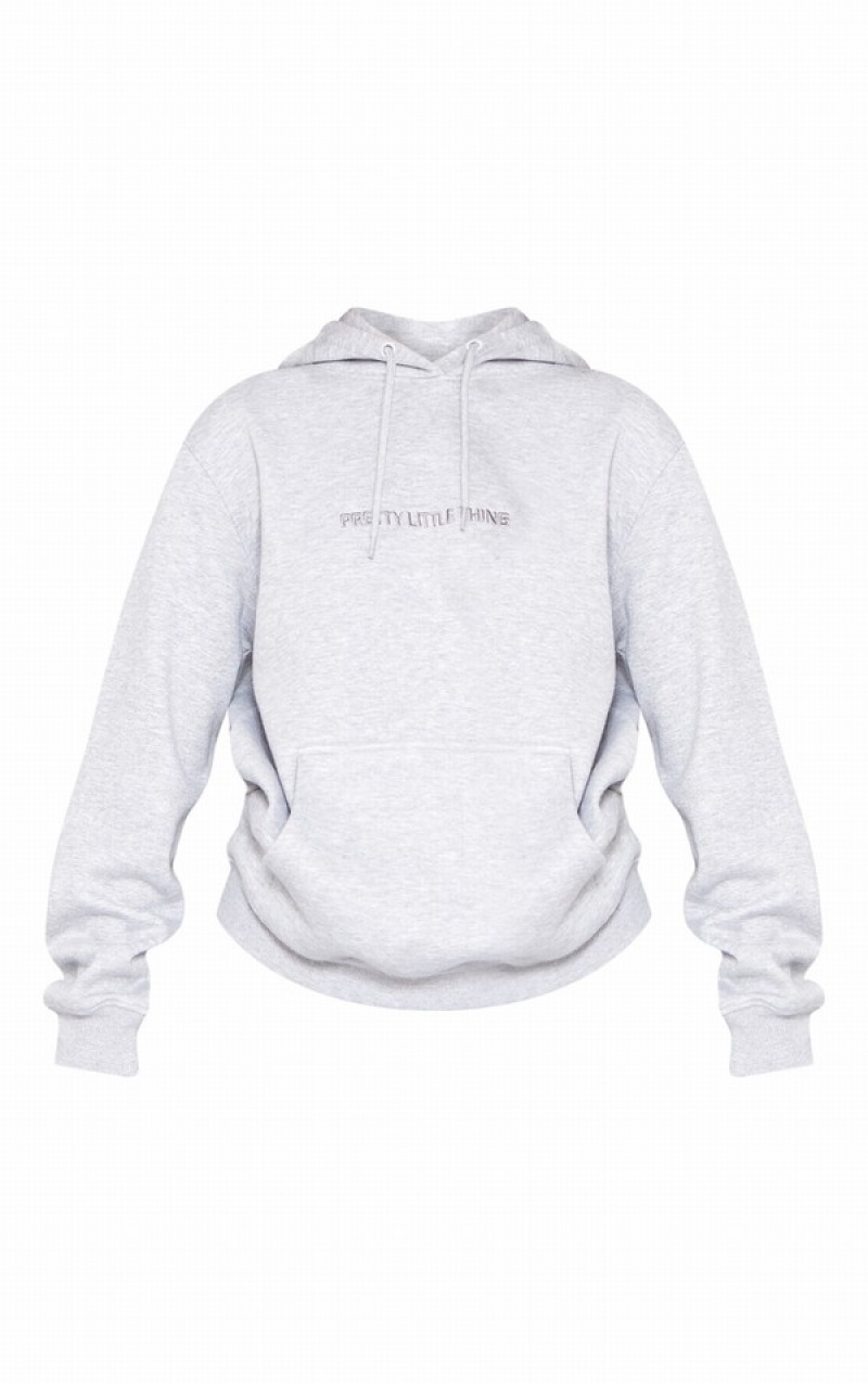 Grey Pretty Little Thing Ash EmbroideGraphic Hoodie | IOUBPZN-24