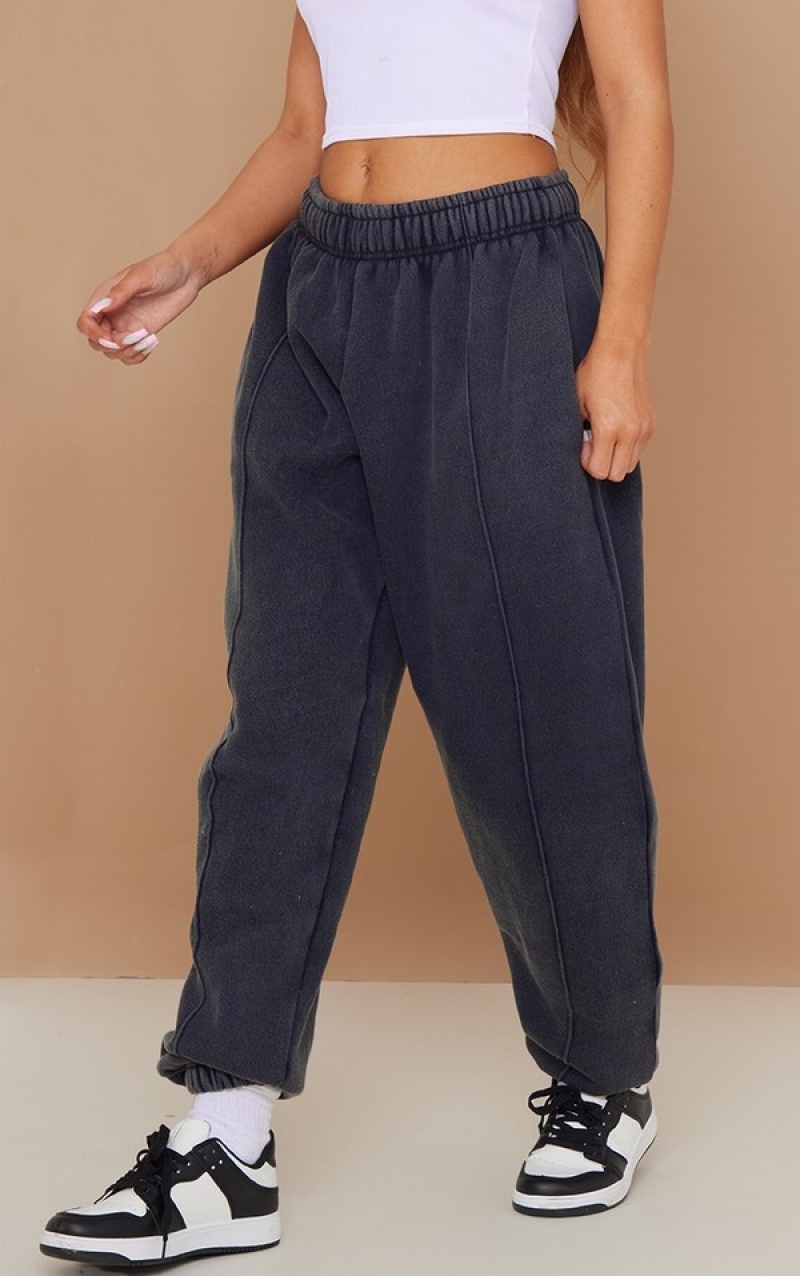 Grey Pretty Little Thing Charcoal Pintuck Detail Oversized Sweatpants | UEVOQAG-68