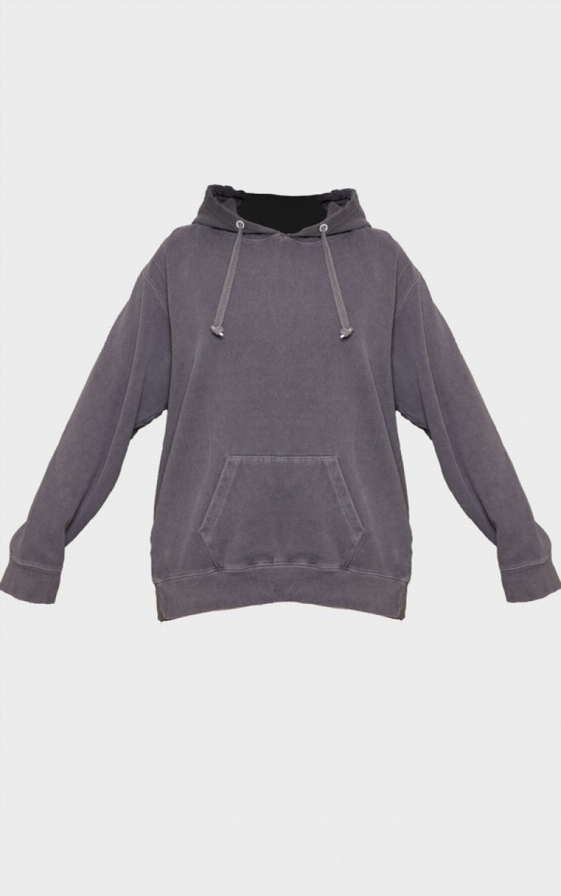 Grey Pretty Little Thing Charcoal Pretty Little Sporty Back Puff Print Hoodie | CGXDMOW-14