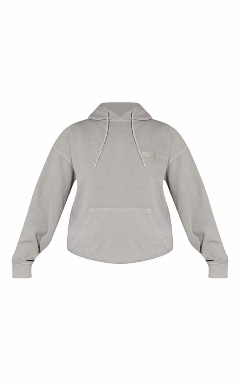 Grey Pretty Little Thing Est 2012 Washed Hoodie | AWRQJTG-78