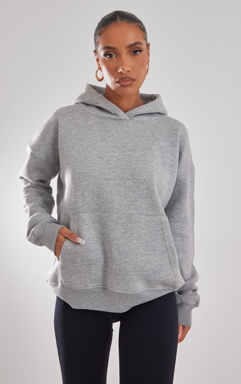 Grey Pretty Little Thing Marl Academy Puff Back Print Hoodie | DTGKBXN-76