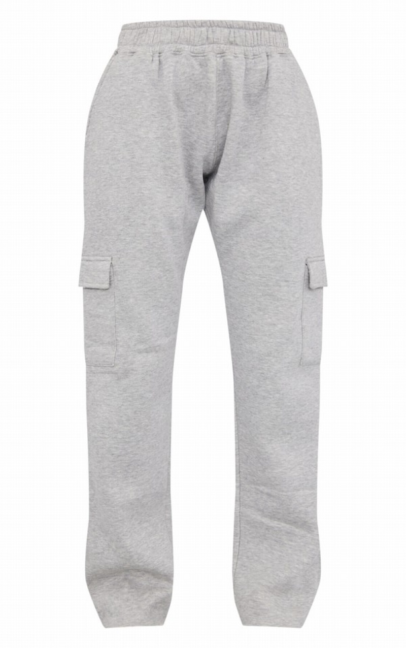 Grey Pretty Little Thing Marl Low Rise Pocket Side Straight Leg Sweatpants | JCMWYHS-80