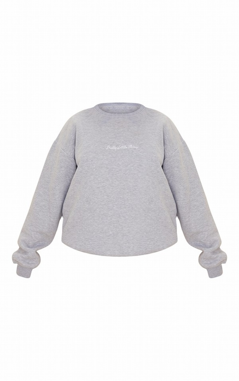 Grey Pretty Little Thing Marl Oversized Basic Sweatshirts | QBVOEWR-56