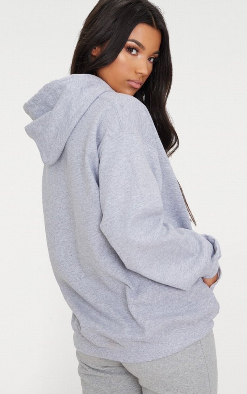 Grey Pretty Little Thing Marl Oversized Hoodie | GBKVTWP-65