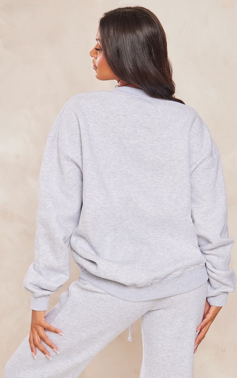 Grey Pretty Little Thing Maternity Ash EmbroideOversized Sweatshirts | TWSJXDV-50