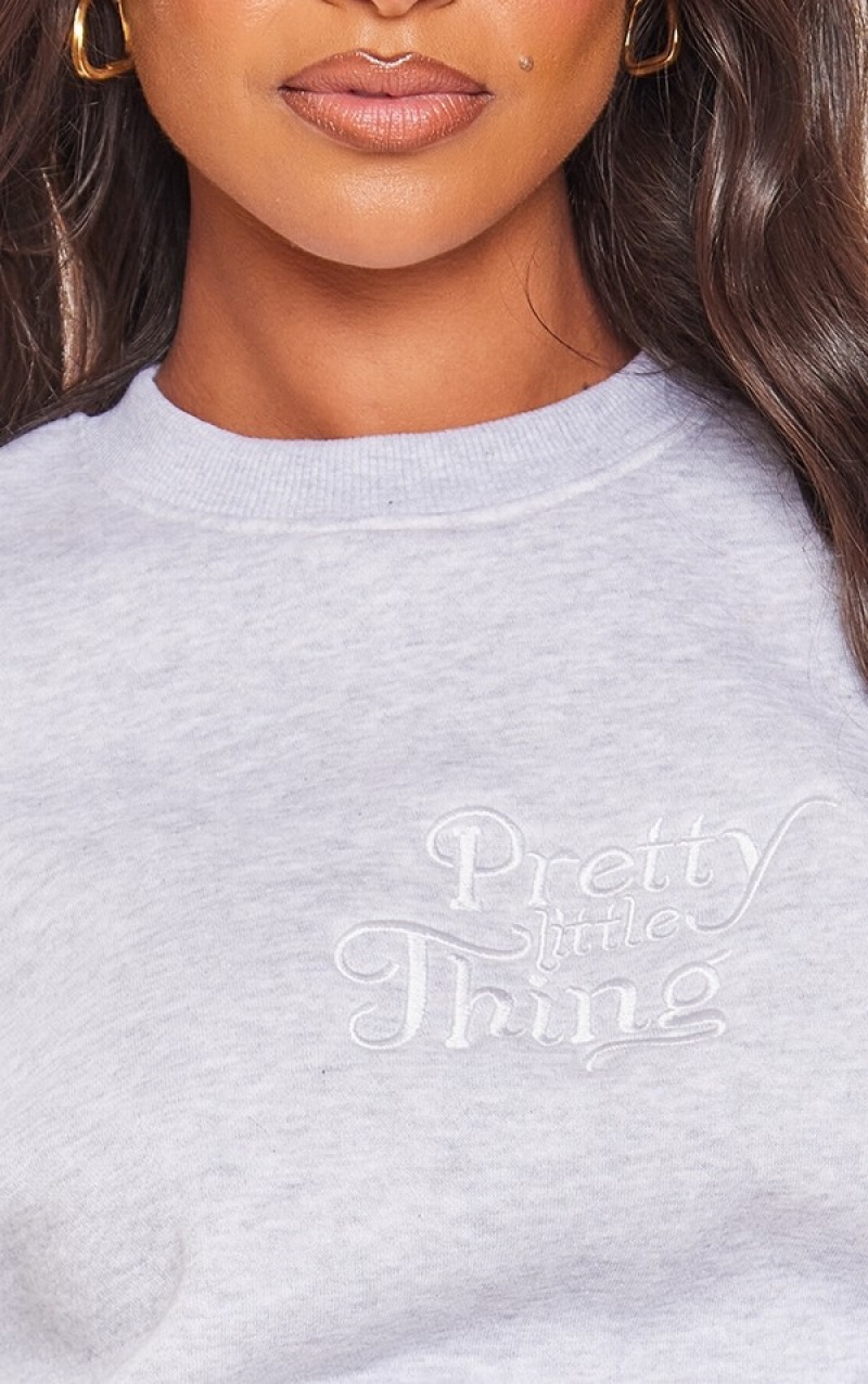 Grey Pretty Little Thing Maternity Ash EmbroideOversized Sweatshirts | TWSJXDV-50