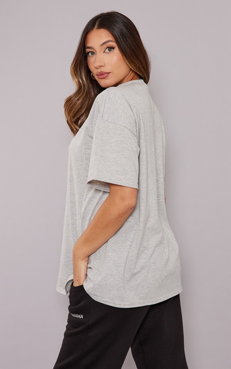 Grey Pretty Little Thing PRETTYLITTLEMAMA Maternity Oversized T-shirts | WATUOML-76