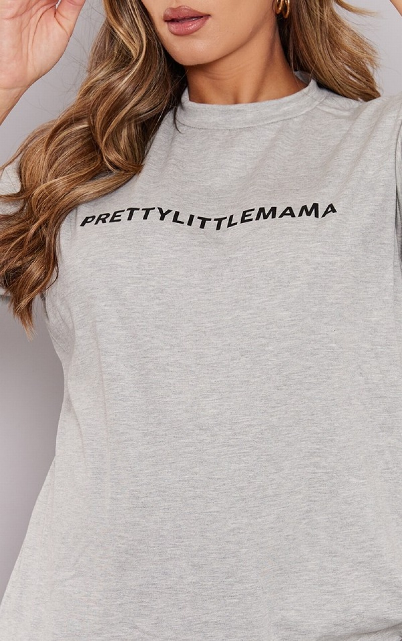 Grey Pretty Little Thing PRETTYLITTLEMAMA Maternity Oversized T-shirts | WATUOML-76