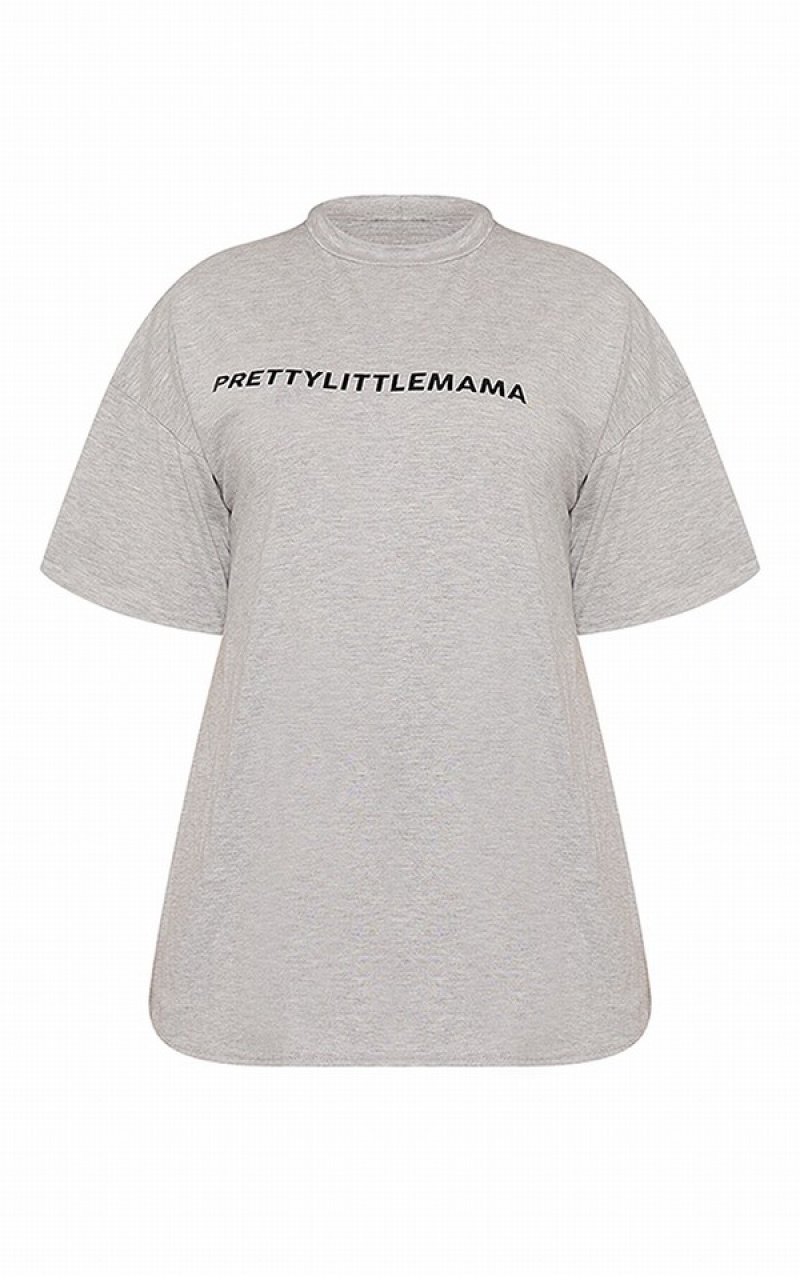 Grey Pretty Little Thing PRETTYLITTLEMAMA Maternity Oversized T-shirts | WATUOML-76