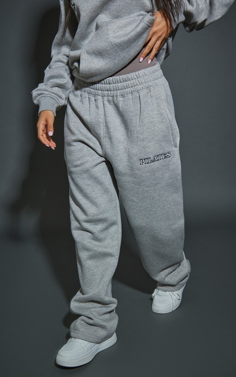 Grey Pretty Little Thing Petite Ash Pilates Straight Leg Sweatpants | ZWGVTMF-01