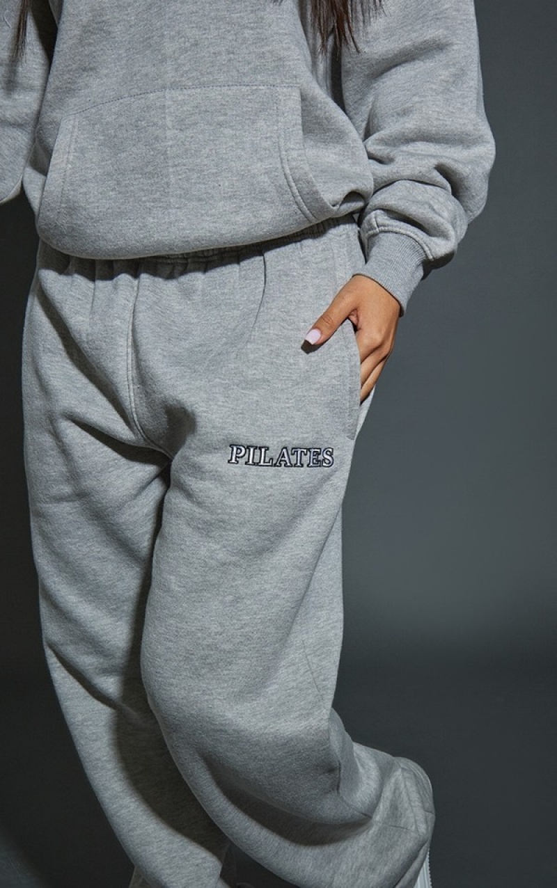 Grey Pretty Little Thing Petite Ash Pilates Straight Leg Sweatpants | ZWGVTMF-01