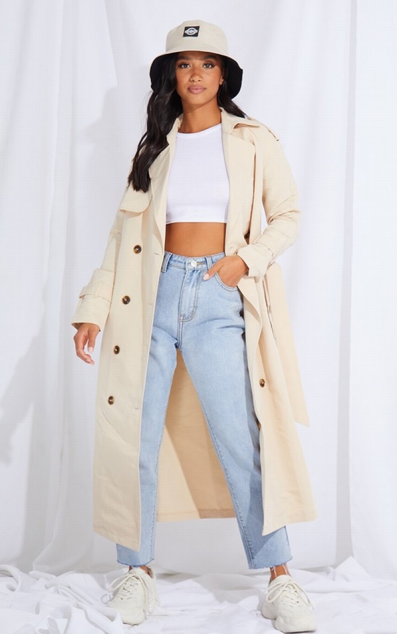 Grey Pretty Little Thing Petite Stone Oversized Trench Coats | XEJZQKD-86