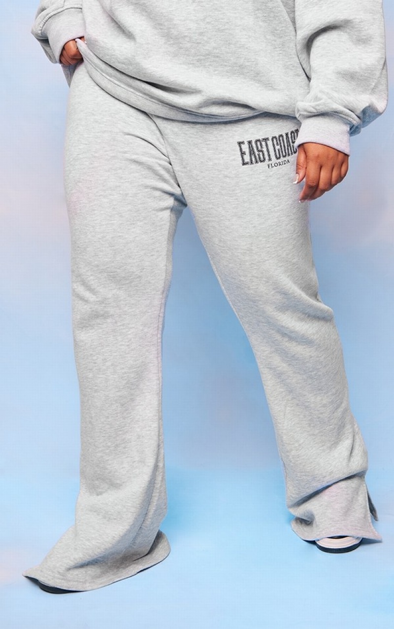 Grey Pretty Little Thing Plus Marl Flared Sweatpants | KXQDPMB-37