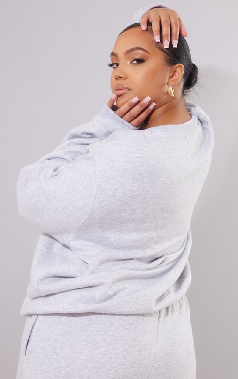 Grey Pretty Little Thing Plus Mix Match Printed Oversized Sweatshirts | YXSKECI-10