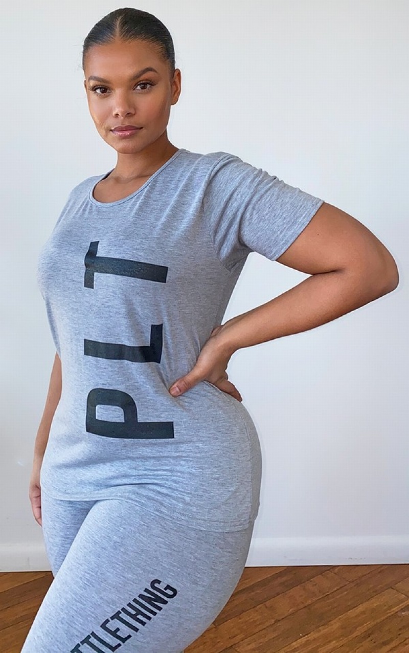 Grey Pretty Little Thing Plus PJ Sleepwear | NCZFAIM-98