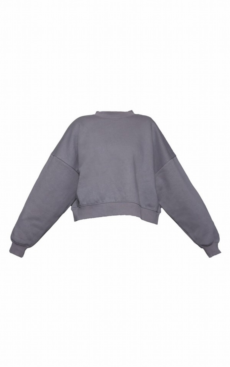 Grey Pretty Little Thing Premium Midnight Oversized Boxy Sweatshirts | CBZAPMX-01