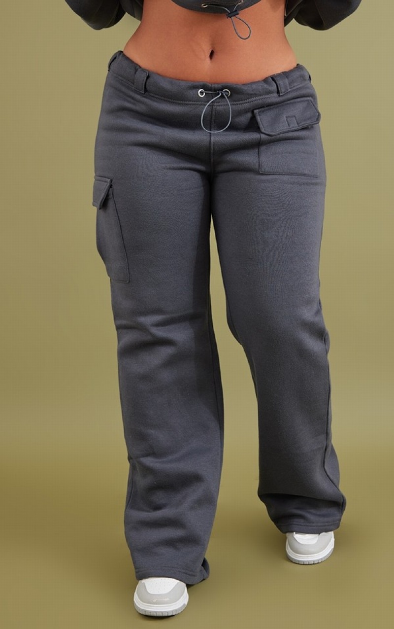 Grey Pretty Little Thing Shape Charcoal Toggle Pocket Detail Wide Leg Sweatpants | KWCONQH-62