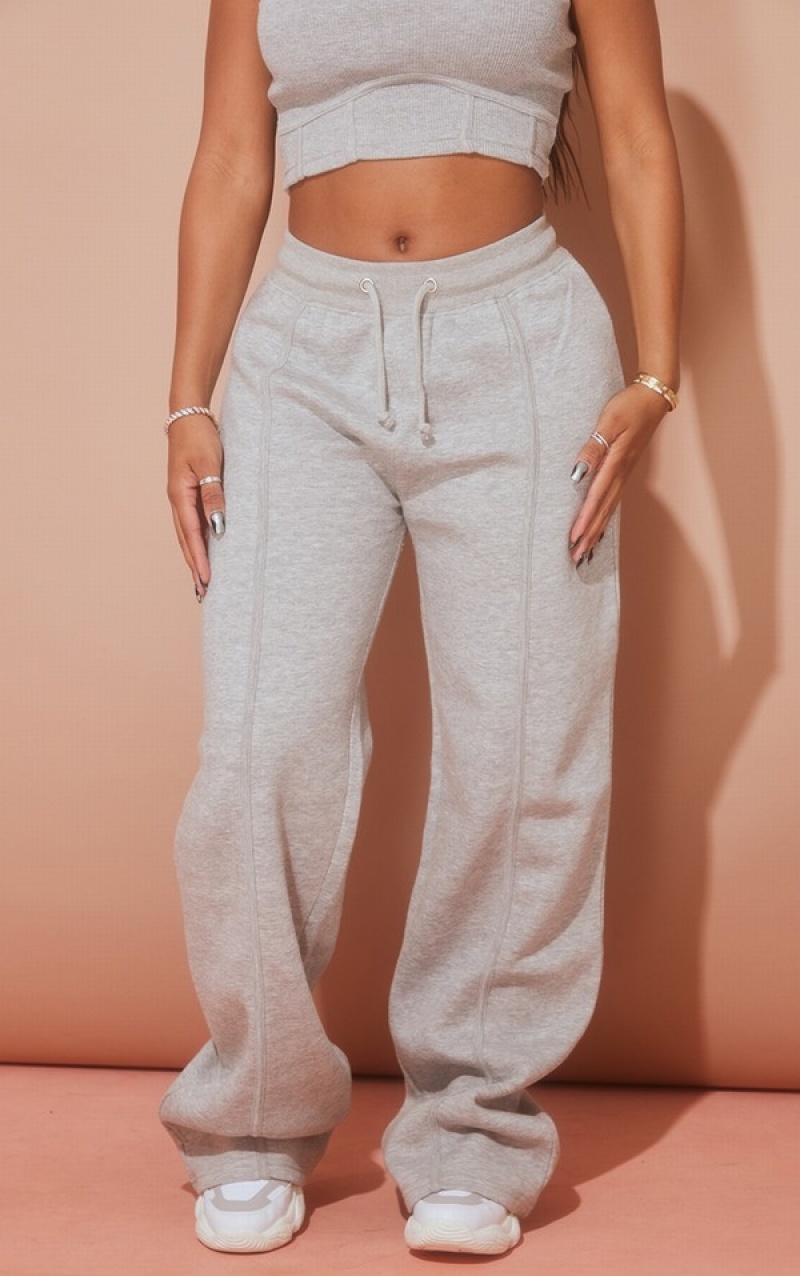 Grey Pretty Little Thing Shape Marl Binded Wide Leg Sweatpants | QTWHBLZ-90