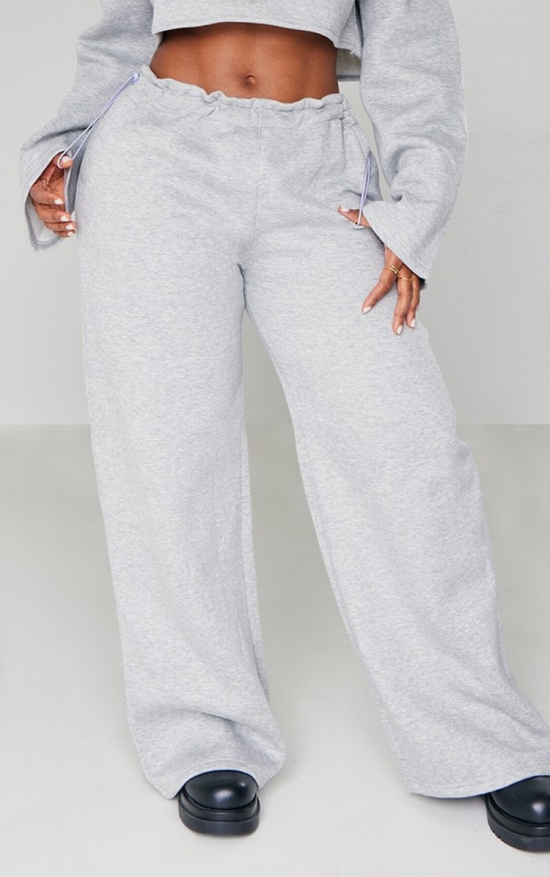 Grey Pretty Little Thing Shape Marl Toggle Waist Detail Wide Leg Sweatpants | DAHOLTI-94