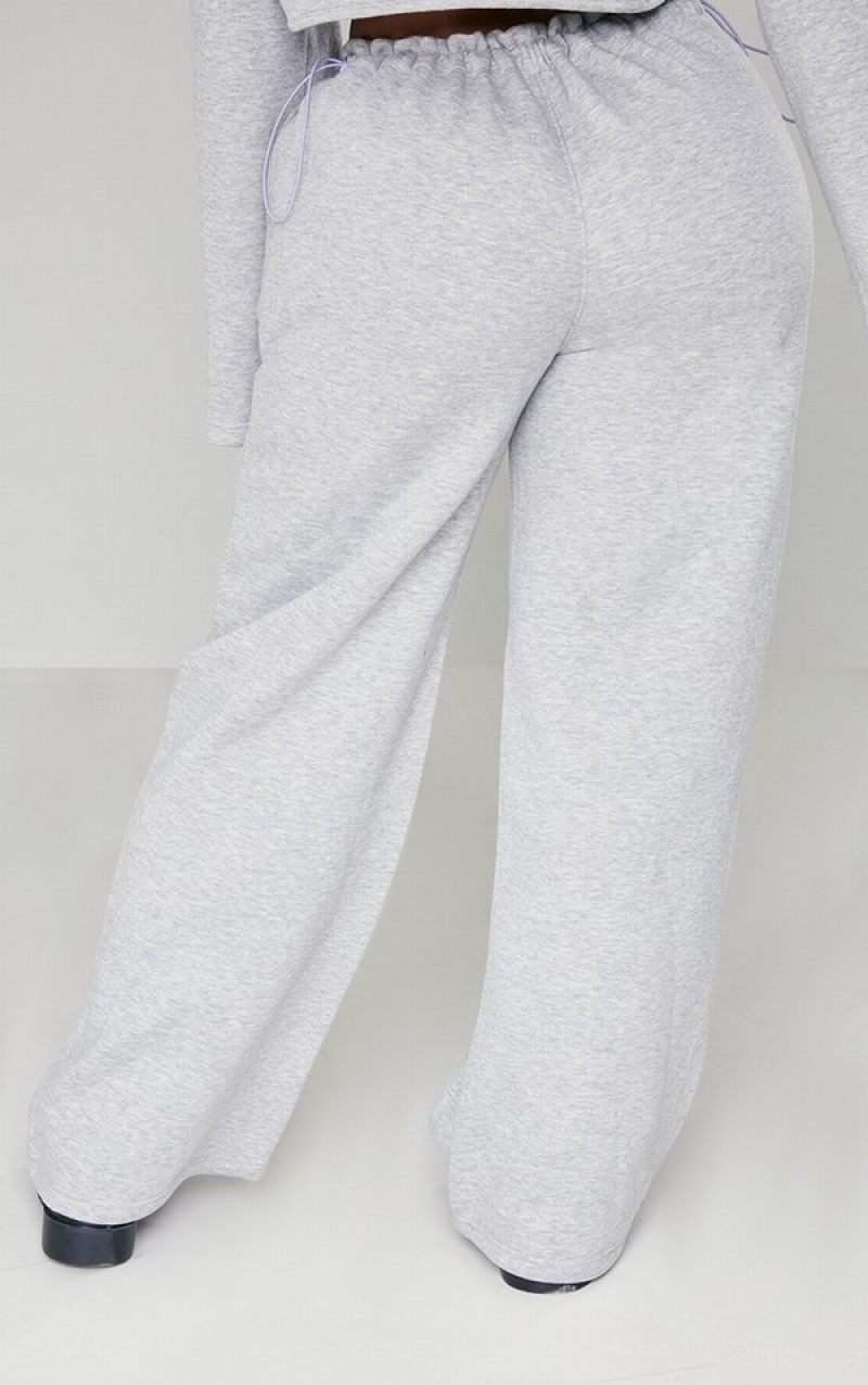 Grey Pretty Little Thing Shape Marl Toggle Waist Detail Wide Leg Sweatpants | DAHOLTI-94