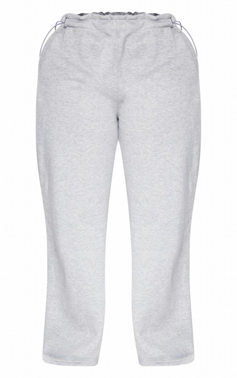 Grey Pretty Little Thing Shape Marl Toggle Waist Detail Wide Leg Sweatpants | DAHOLTI-94