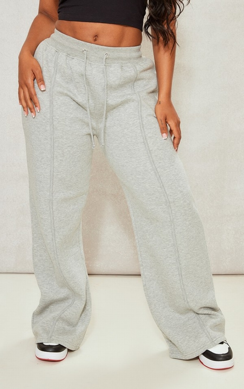 Grey Pretty Little Thing Shape Marl Wide Leg Binded Sweatpants | MBXLKHD-42