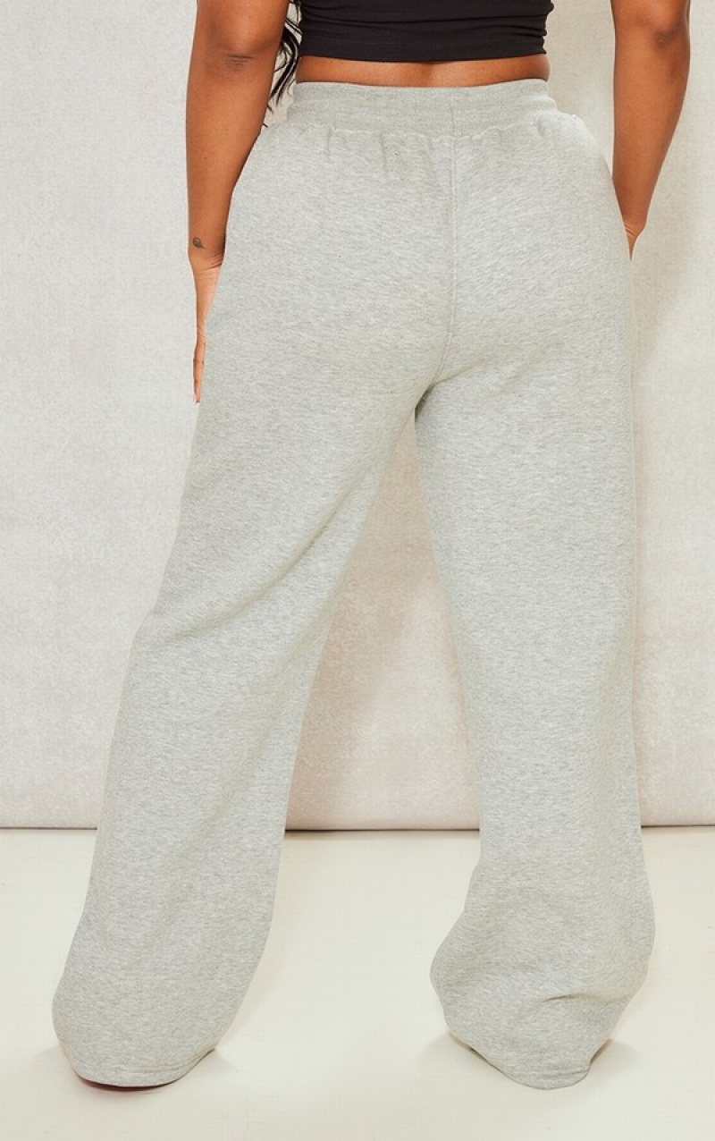 Grey Pretty Little Thing Shape Marl Wide Leg Binded Sweatpants | MBXLKHD-42