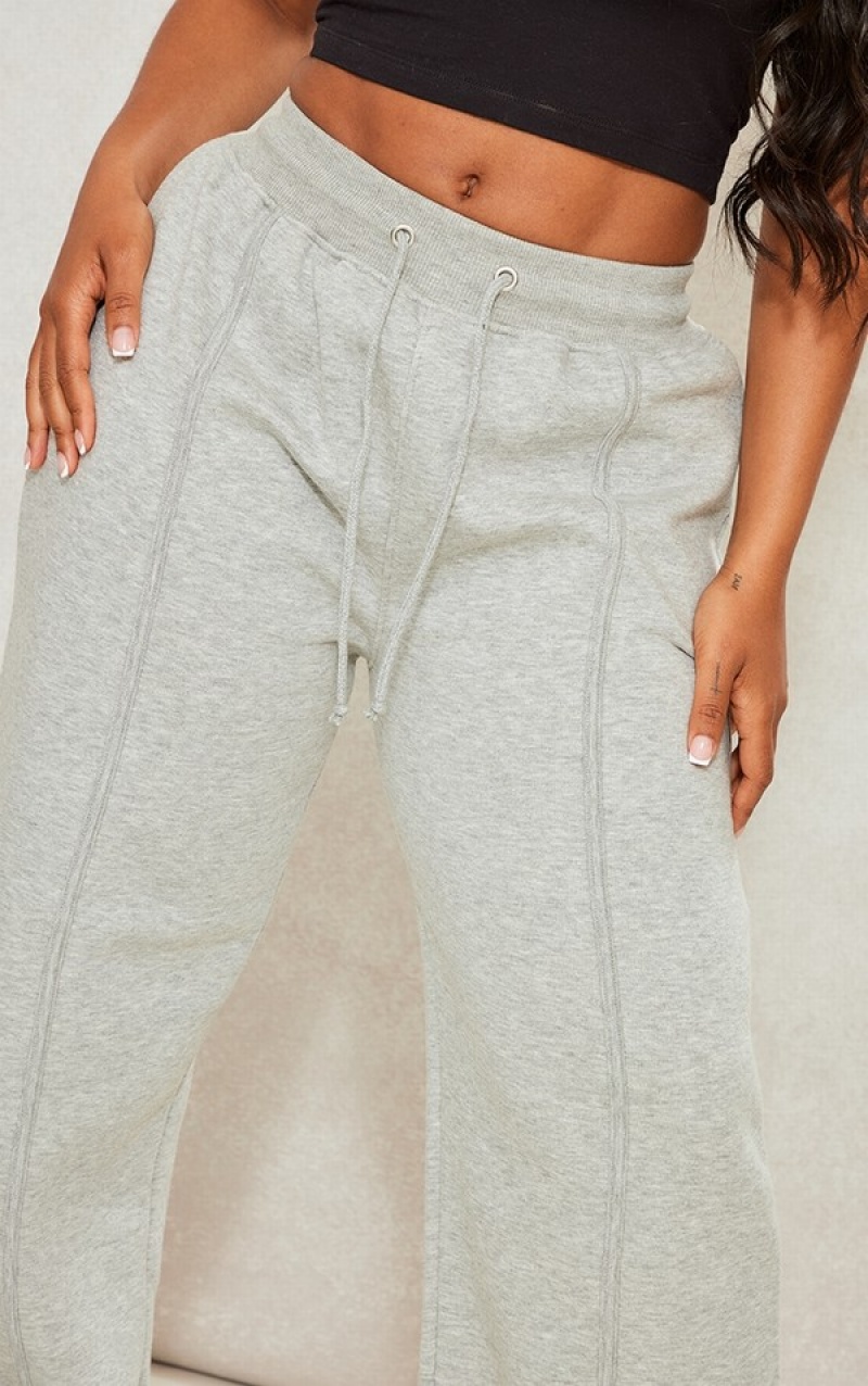 Grey Pretty Little Thing Shape Marl Wide Leg Binded Sweatpants | MBXLKHD-42