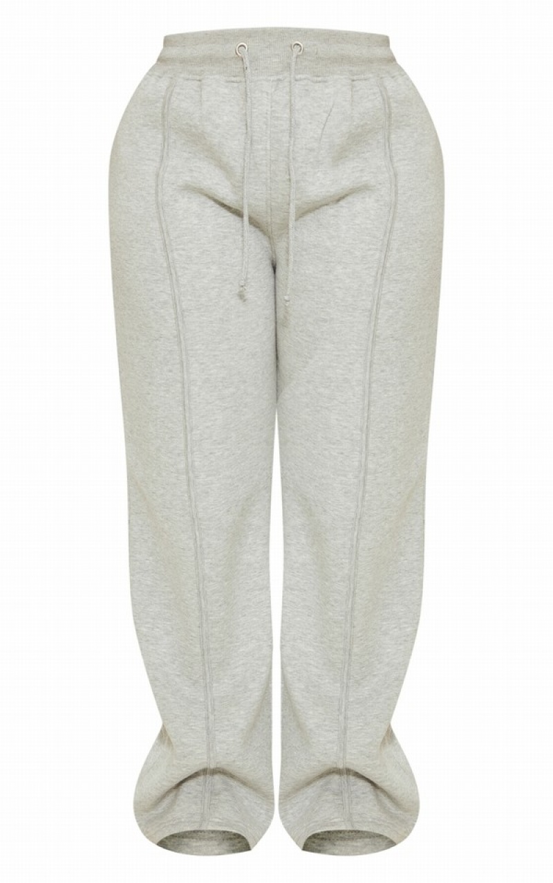 Grey Pretty Little Thing Shape Marl Wide Leg Binded Sweatpants | MBXLKHD-42