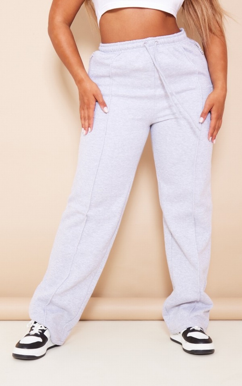 Grey Pretty Little Thing Shape Marl Zip Pocket Wide Leg Sweatpants | GFTVMUD-97