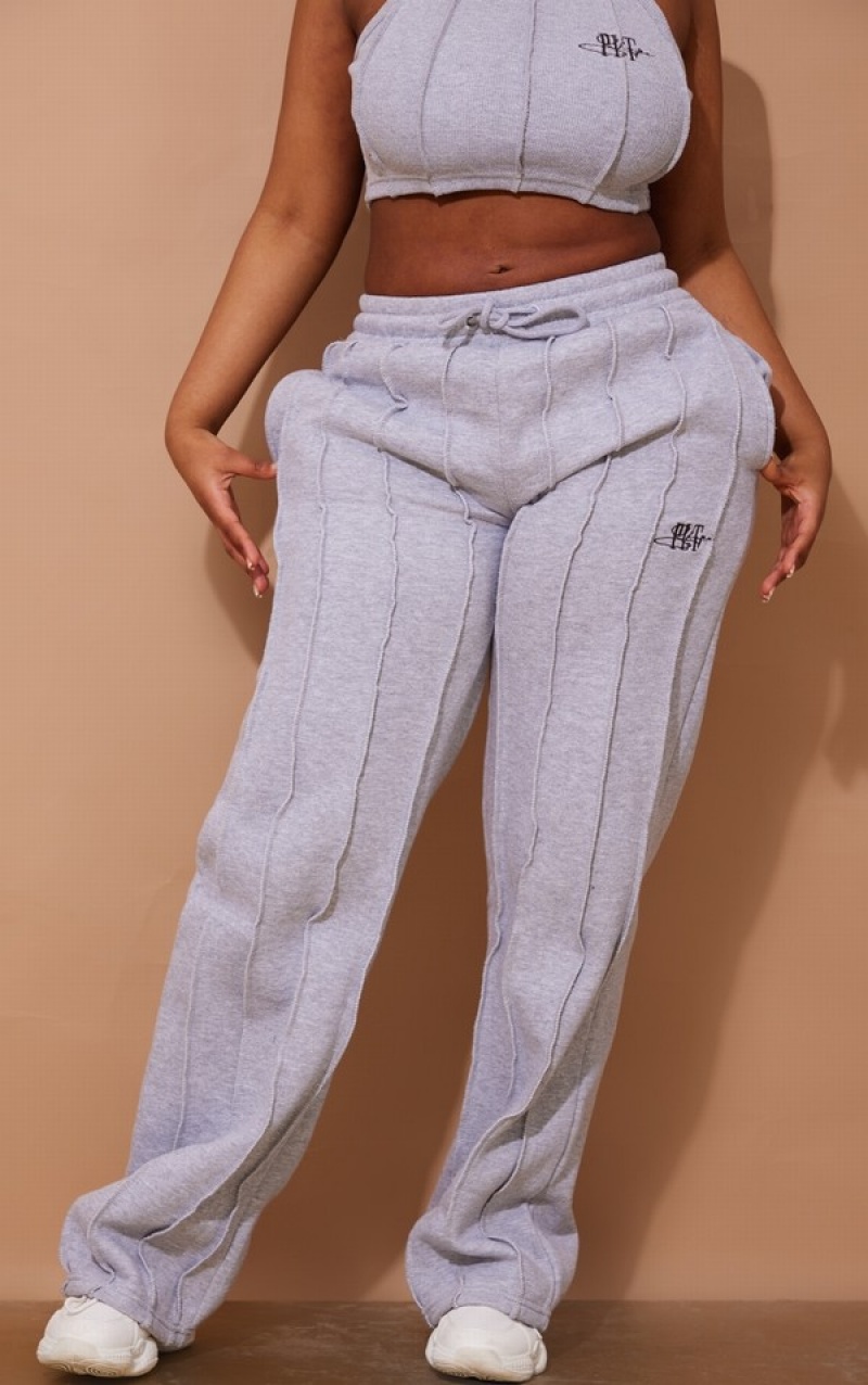 Grey Pretty Little Thing Shape Shape Wide Leg Seam Detail Sweatpants | YGUHZCI-81