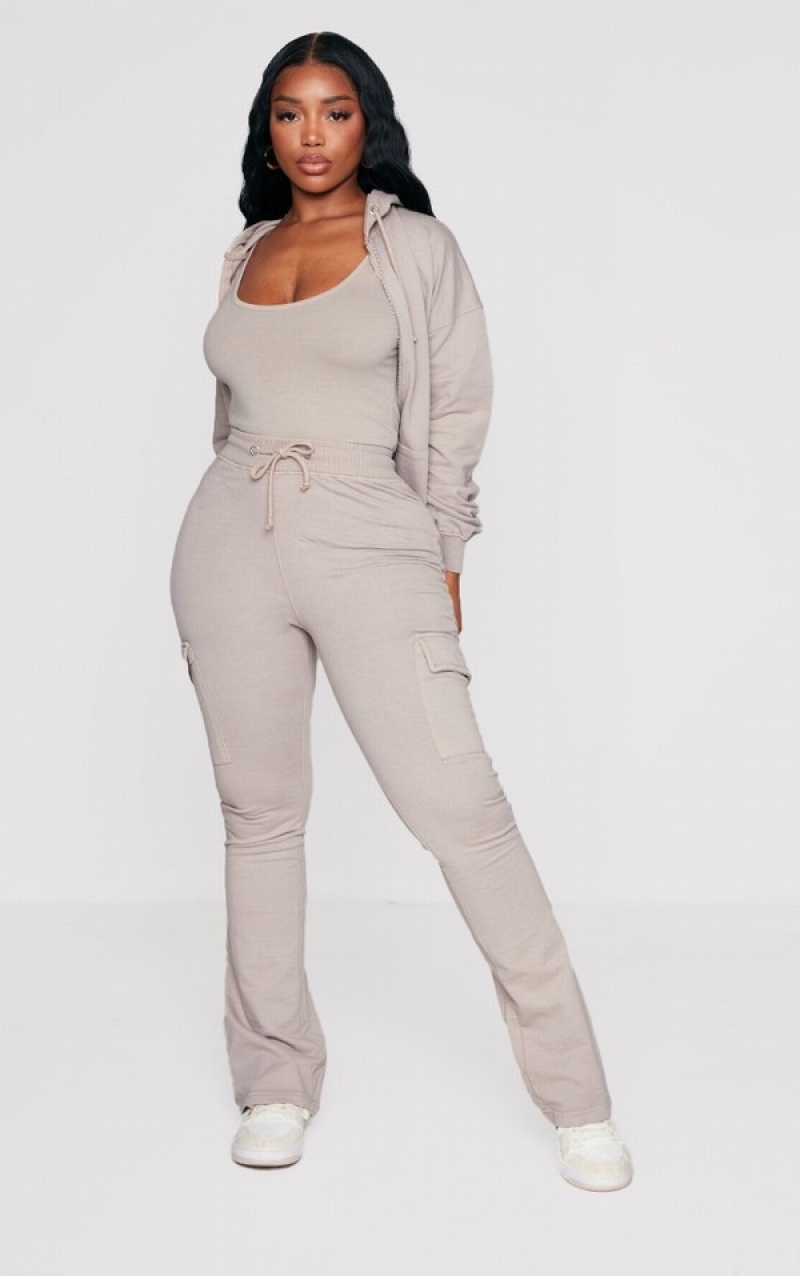 Grey Pretty Little Thing Shape Stone Acid Wash Pocket Detail Straight Leg Sweatpants | JOXWKUS-79