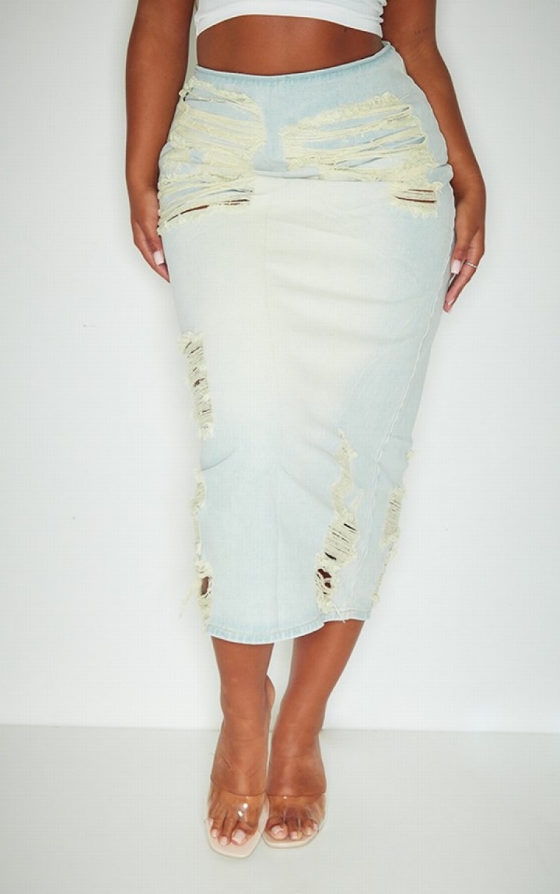 Grey Pretty Little Thing Shape Stone Ripped Detail Skirts | HRMSQLV-57