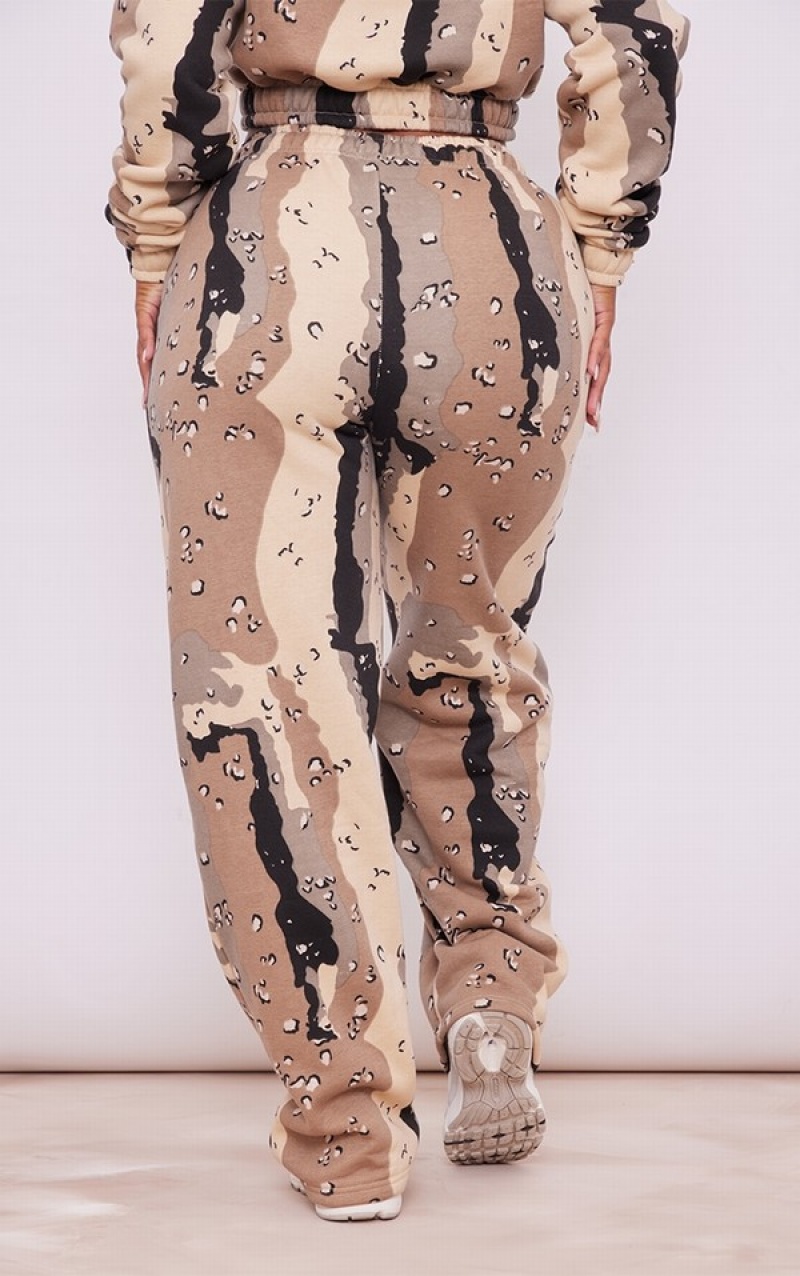 Grey Pretty Little Thing Shape Stone Straight Leg Camo Sweatpants | EJFTKQR-63