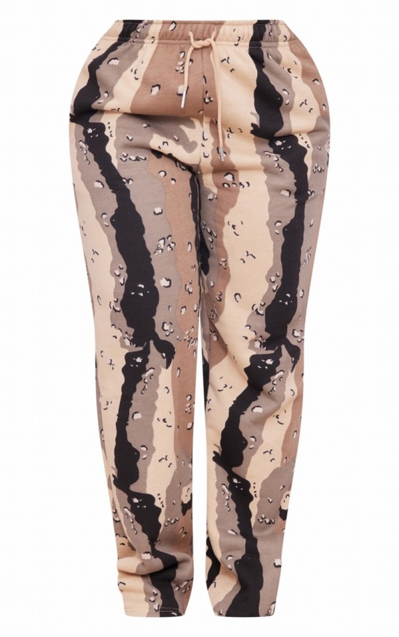 Grey Pretty Little Thing Shape Stone Straight Leg Camo Sweatpants | EJFTKQR-63