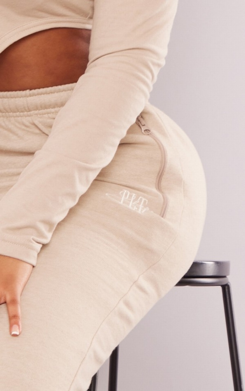 Grey Pretty Little Thing Shape Stone Zip Pocket Wide Leg Sweatpants | AFTDSKZ-50