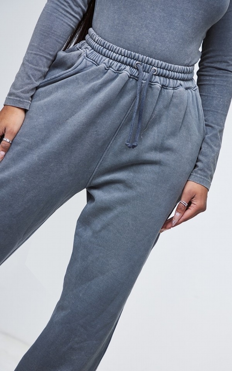 Grey Pretty Little Thing Shape Washed Charcoal Drawstring Wide Leg Sweatpants | UBCLTZR-17