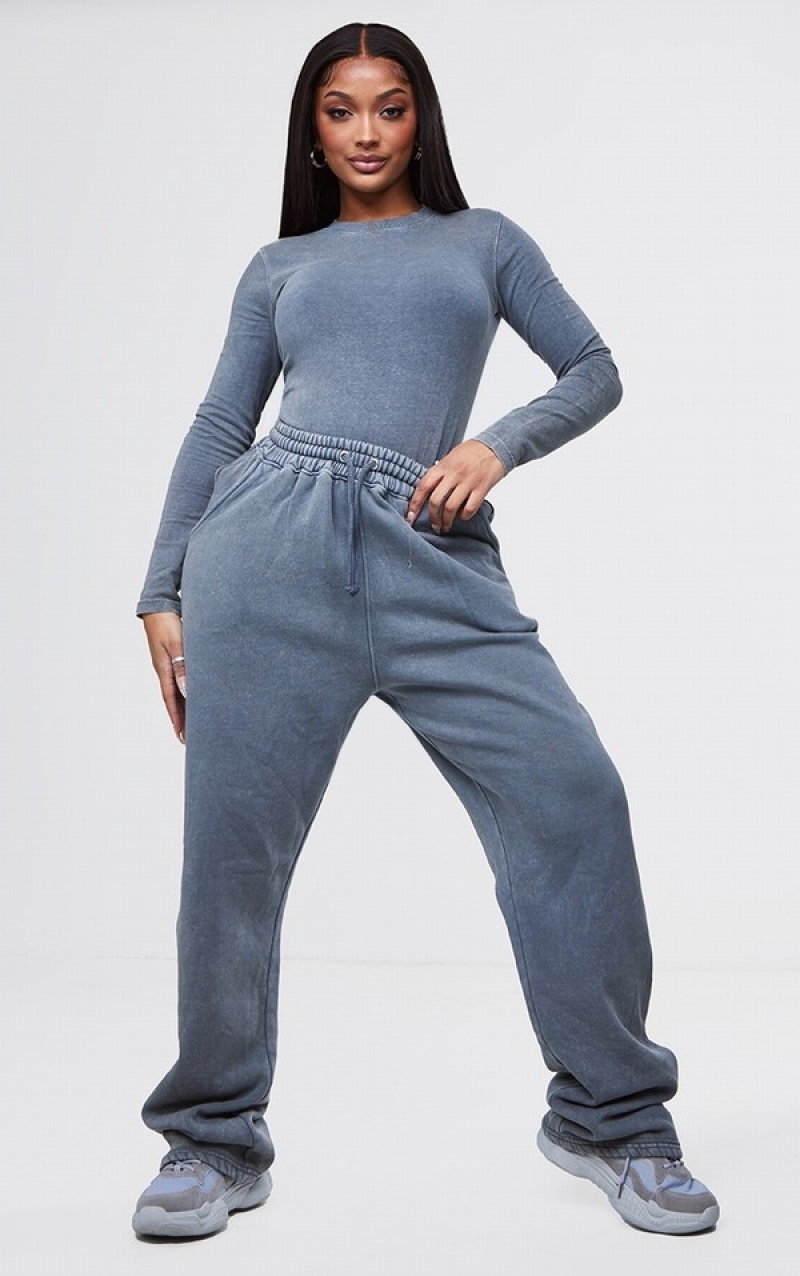 Grey Pretty Little Thing Shape Washed Charcoal Drawstring Wide Leg Sweatpants | UBCLTZR-17