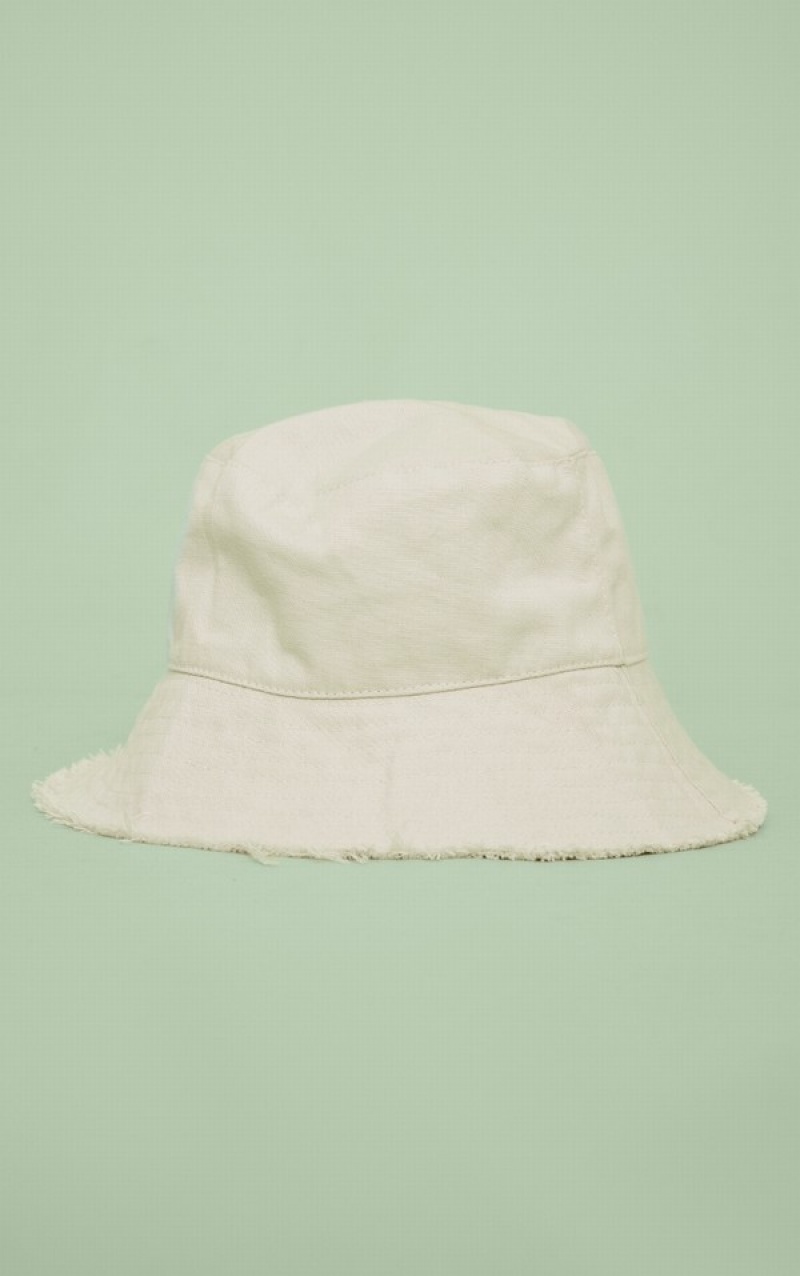 Grey Pretty Little Thing Stone Frayed Edge Bucket Hats | DYJZXRP-36