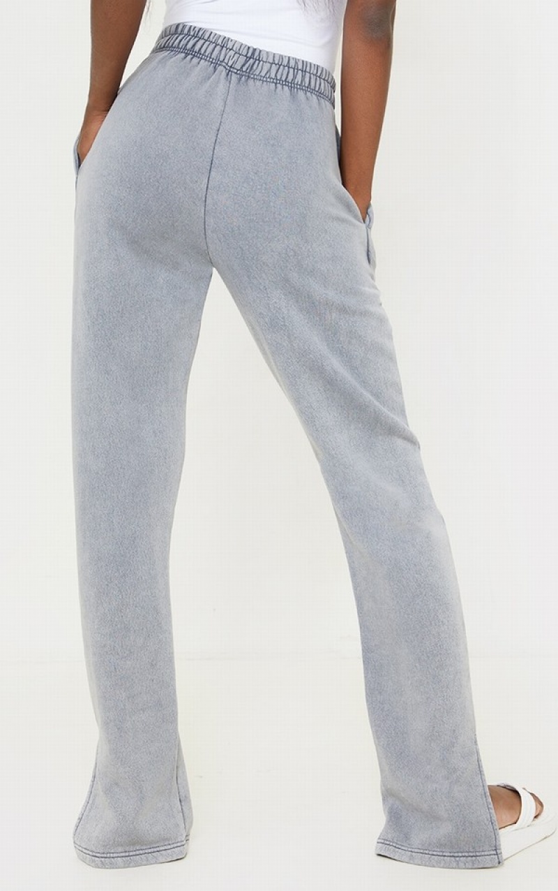 Grey Pretty Little Thing Tall Washed Split Hem Sweatpants | ABZGVTH-26