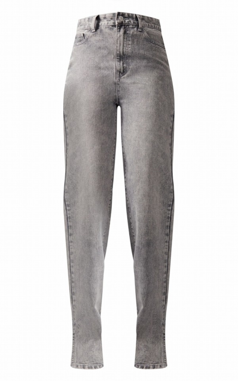 Grey Pretty Little Thing Tall Washed Split Hem Jeans | TRJAWKH-18