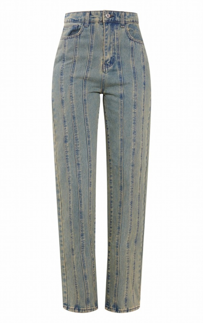 Indigo / Wash Pretty Little Thing Tall Indigo Vintage Wash Paneled Seam Detail Jeans | JBYSNVK-07