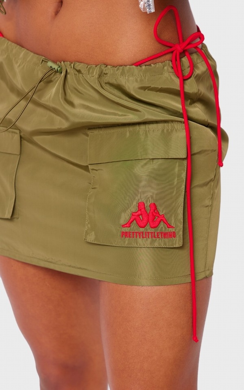 Khaki Pretty Little Thing Kappa Nylon Cargo Micro Skirts | YLZOAUK-83