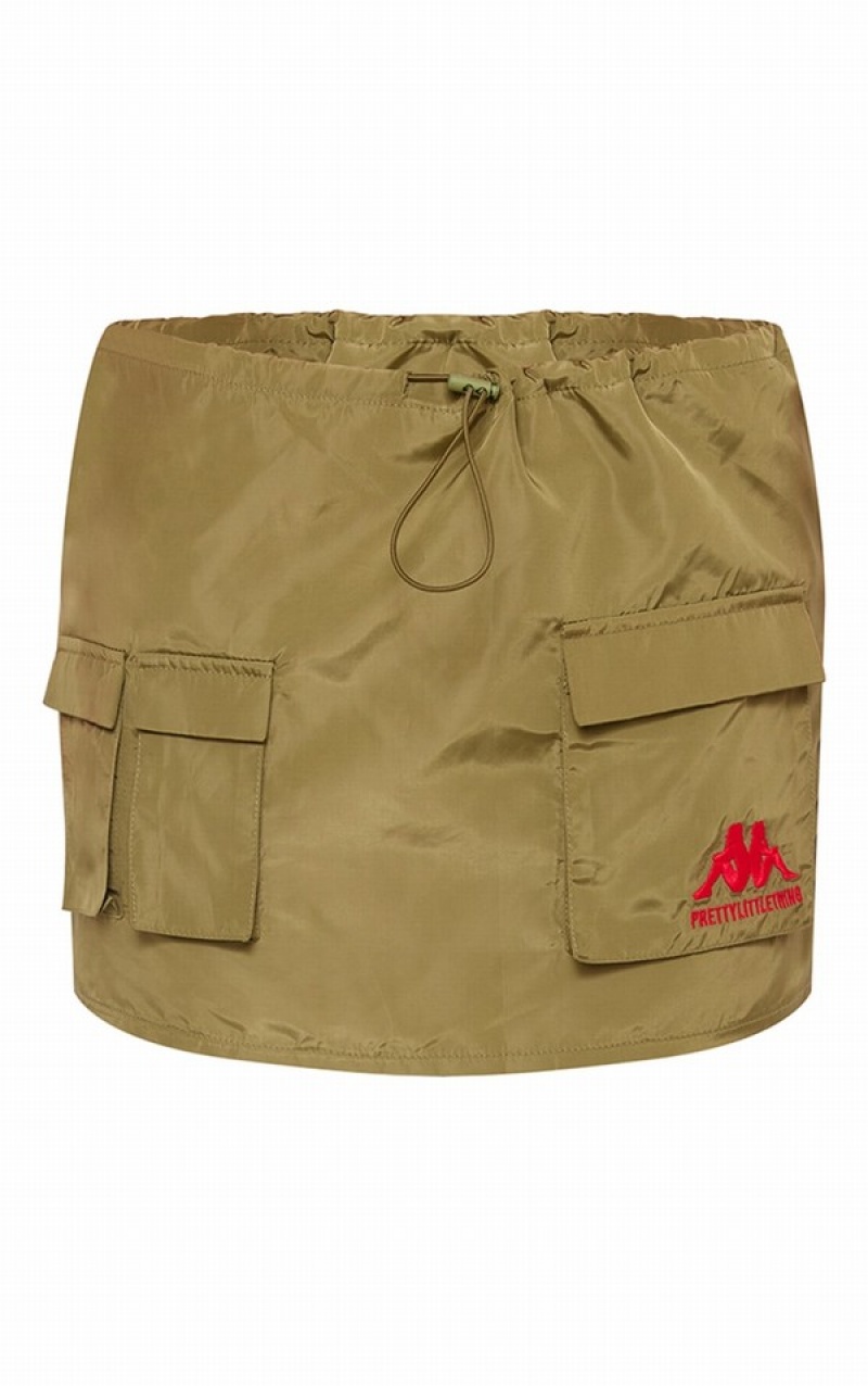 Khaki Pretty Little Thing Kappa Nylon Cargo Micro Skirts | YLZOAUK-83