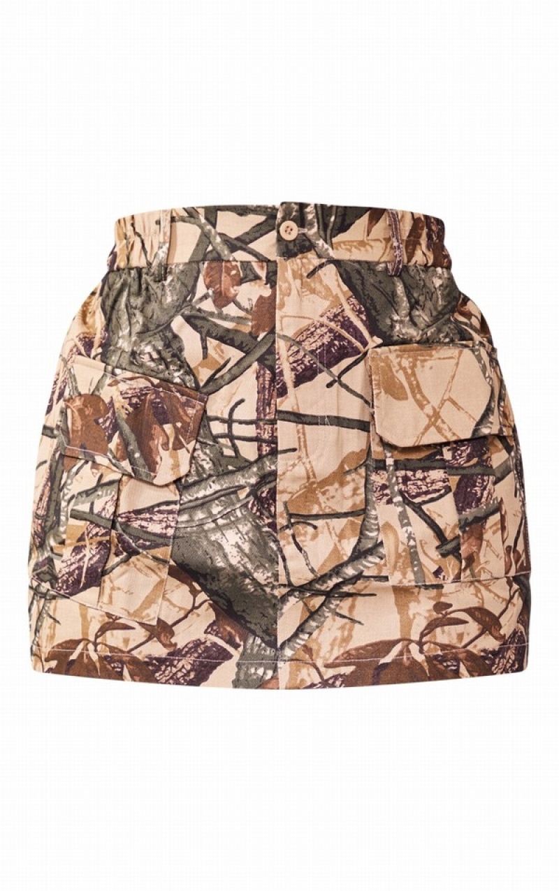 Khaki Pretty Little Thing Plus Cargo Skirts | NTZICDV-42